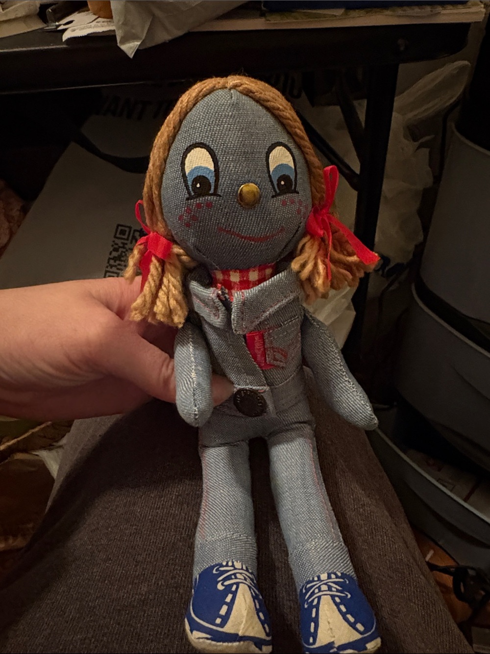 Levi's Blue Denim Rag Doll with Red Accents